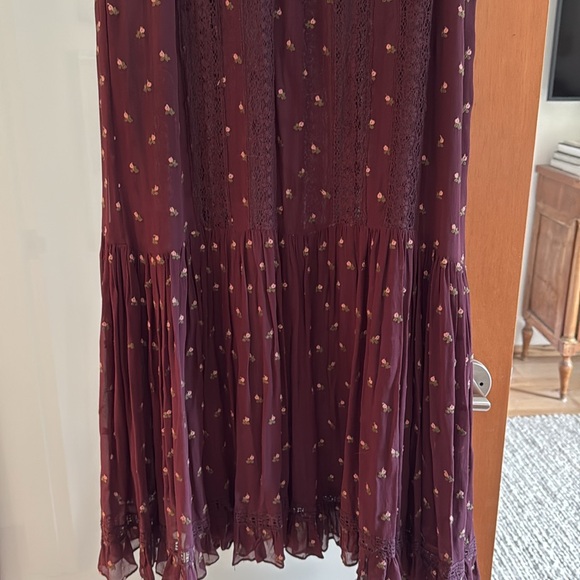 ULLA JOHNSON bordeau button down dress in floral ditsy print size 8 - Picture 9 of 11